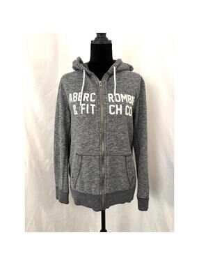 Abercrombie & Fitch Gray Full Zip Logo Hoodie Sweatshirt Women XS Y2K Casual